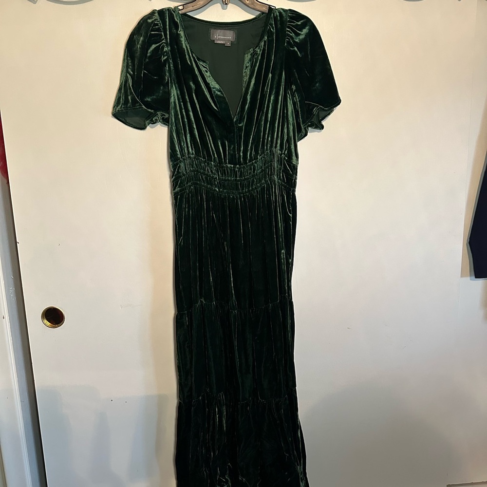 Anthropologie The Somerset Maxi Dress: Velvet Edition, Green